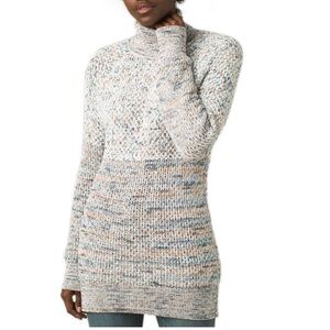 Prana Abelle Chunky Knit Turtleneck Tunic Sweater Size Medium Cabin Mountain